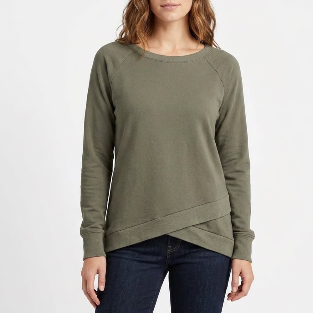 Threads 4 Thoughts Sweatshirt Women Medium Sage Green Stretch Crew Neck Pullover